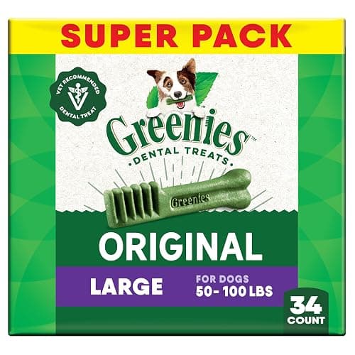 Greenies Veterinarian-Recommended Adult Natural Dental Dog Treats Large Size, Dog Dental Chews, Original Flavor, 54 oz. Pack, 34 Count - Image 1