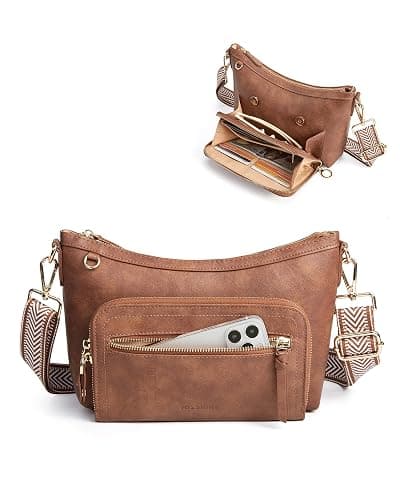 Missnine Cross Body Purse, Leather Medium Crossbody Bags for Women Travel Purse, Shoulder Handbag with RFID Blocking Slots - Image 1