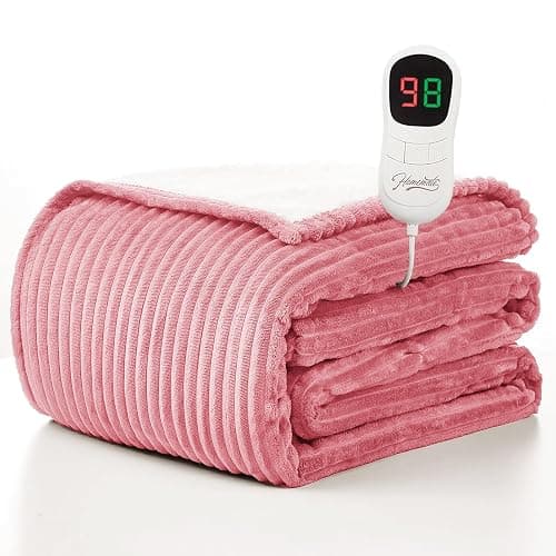 Homemate Heated Blanket Electric Throw - 50"x60" Heating Blanket Throw 1/2/4/6/8 Hours Auto-Off 10 Heat Levels Over-Heat Protection Soft Flannel Sherpa ETL Certification - Image 1