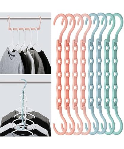 Mr. Pen- Space Saving Hangers, 8 pcs, 360° Rotating Hooks, Magic Cascading Hanger Organizer with 5 Enclosed Slots, Closet Organizers and Storage for Clothes, College Dorm Room Essentials - Image 1