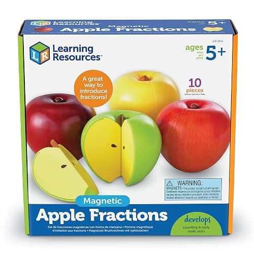Learning Resources Magnetic Apple Fractions, Montessori Toys, Math Games, Play Food for Kids, Set of 10, Ages 5+ - Image 1