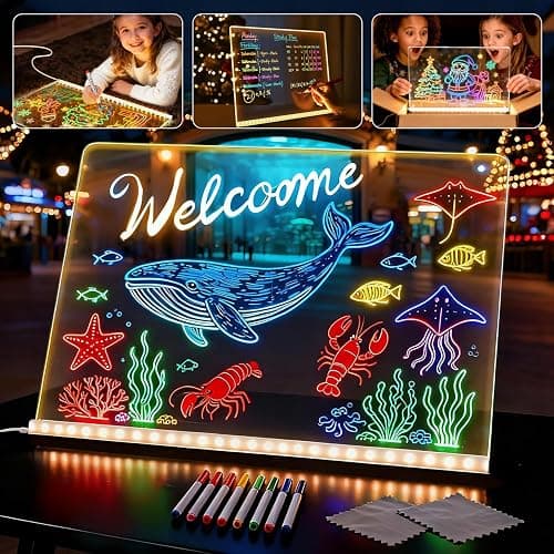Lumiboards LED Drawing Board for Kids, 2026 New LED Note Board with Colors Doodle Glow Board, 12-inch Light Up Drawing Board with 7 Markers Pen & Tripod, Kids Gift for Birthdays,Christmas,Halloween - Image 1