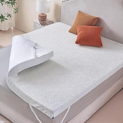 SIEMOUR 3 inch Memory Foam Mattress Topper Full Size Bed, Gel Infused Memory Foam Mattress Pad with Cover for Back Pain Relief, 53x75 Inches - Image 1