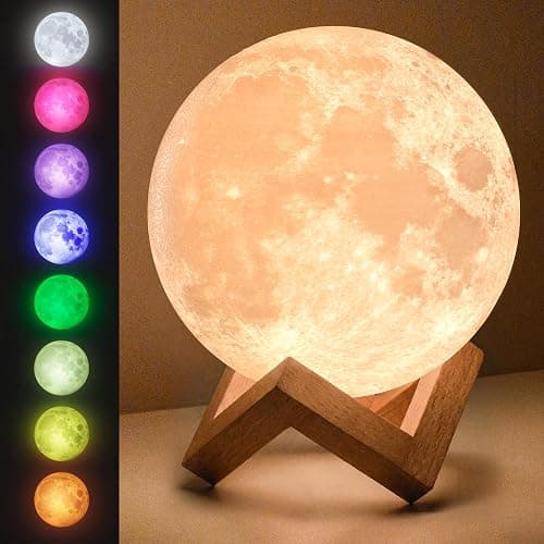 Mind-Glowing Moon Lamp - 3D Moon Night Light for Kids Bedroom - Globe Nightlight with Multi Color LED, Touch/Remote Control - Birthday Gift for Any Year Old Girls & Boys - Space Decor (4.7 inch) - Image 1