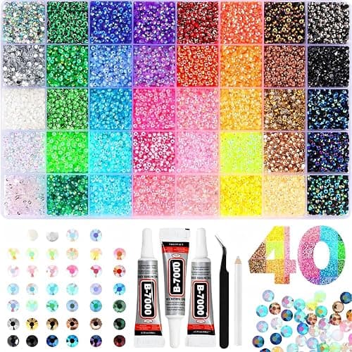 OGACRLA 42000Pcs Bedazzling Kit 40 Colors Resin Jelly Resin Rhinestones for Bedazzling with Tweezers, 3mm Bedazzler Kit with 3Pcs B7000 Jewelry Glue for Tools, DIY Arts, Bedazzled Nail & Crafts Gifts - Image 1