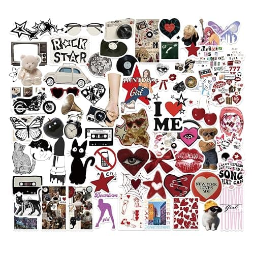 170PCS Y2K Grunge Stickers, Aesthetic Downtown Girls Pack Cool Trendy 2000s for Water Bottle Funny Waterproof Stickers for Teens Adults Vinyl for Laptop Skateboard - Image 1