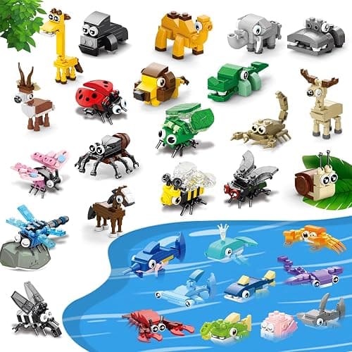 30 Pack Party Favors for Kids Building Set Compatible with Lego Animals Building Toy for Easter Gifts Classroom Prizes Building Set, Goodie Bag Stuffers, Valentines Day Gift for Boys Girls Ages 6+ - 9102+9103+9108 - Image 1