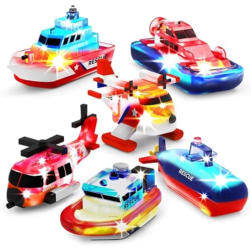 Tub Works® Ocean Rescue™ Vehicles Light Up Bath Toys, 6 Pack | Water-Activated Light Up Toys Flash & Change Color | Easy-Grip Baby & Toddler Bath Toys | Sensory Toys with Bath Lights for Kids Bath - Image 1