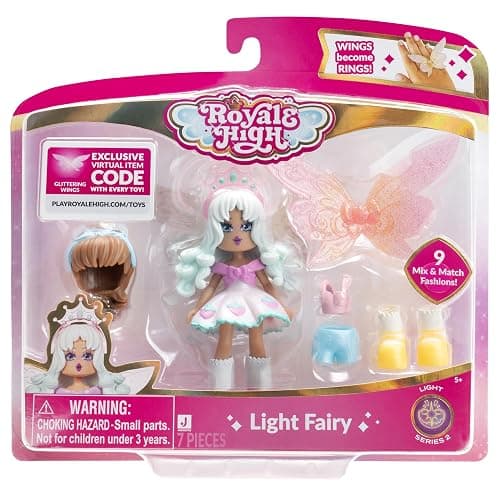Royale High 3” Light Fairy Fashion Doll - 1 Figure with 9 Fashion Accessories - Virtual Item Code Included - Series 2 - Ages 5+ - Image 1