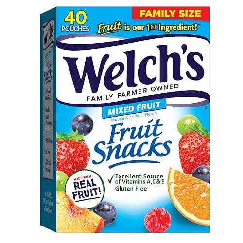 Welch's Fruit Snacks, Mixed Fruit, Bulk Pack, Individual Single Serve Bags, 0.8 oz (Pack of 40) - Mixed Fruit - 0.8 Ounce (Pack of 40) - Image 1