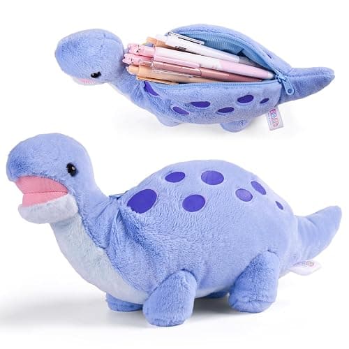 BB FUN HOUSE Pencil Case for Kids, 3D Plush Animal Dog Dinosaur Pencil Pouch Soft Stationery Storage Pen Bag for Girls and Boys School Supplies - Image 1