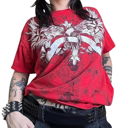 Teen Girls Y2k Grunge Shirt Star Graphic Long Sleeve Skull Skeleton Tshirt Goth Emo Top E-Girls 90s Vintage Clothes - Image 1