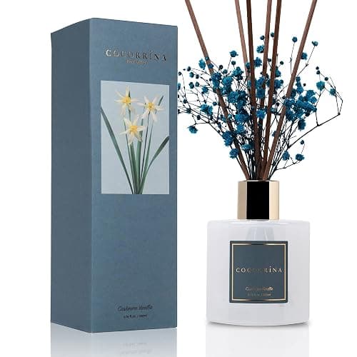 Cocorrína Premium Reed Diffuser Set with Preserved Baby's Breath & Cotton Stick Cashmere Vanilla | 6.7 fl oz Scent Fragrance Oil Diffuser for Bedroom Bathroom Home Décor - Image 1
