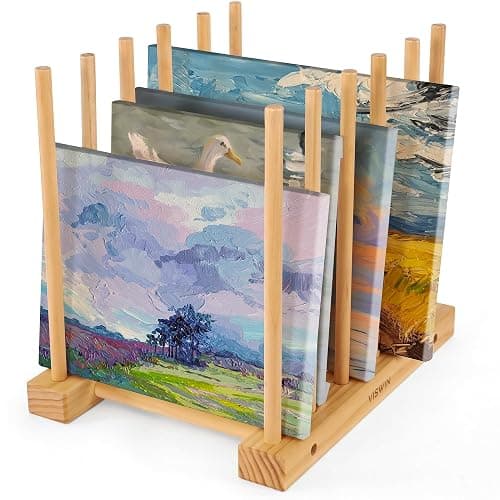 VISWIN Tabletop Art Storage Rack - Wooden Drying & Display Rack with Adjustable Slots for Organizing Canvas, Prints, Artwork, Panels, and Posters - Ideal Art Organizer for Studios & Galleries - Image 1