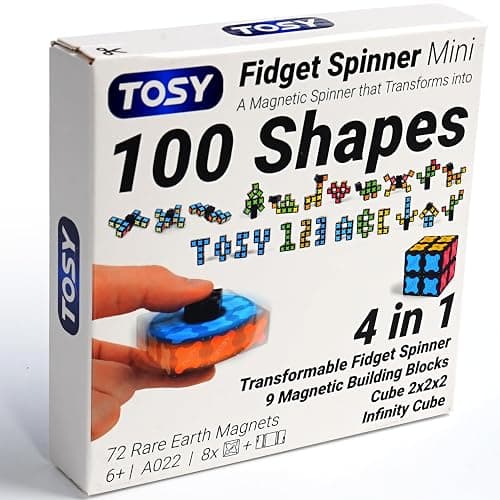 TOSY Magnet Fidget Spinner Mini - 8 Blocks, 3 in 1 Toy: Transformable Fidget Spinner, Infinity Cube, 2x2 Puzzle Cube, Stress Relief, STEM Sensory Magnet Tiles Birthday Gift for Kids/Boys/Girls/Adults - Image 1