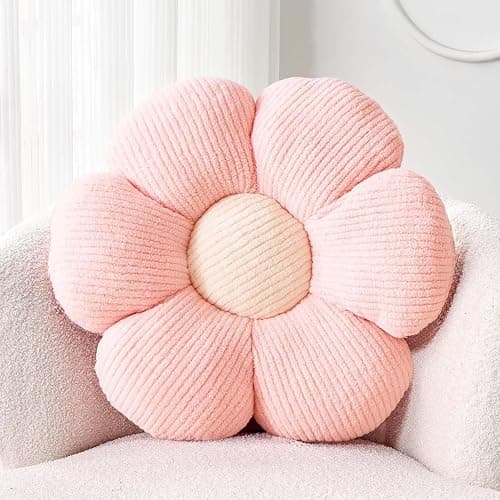 Kcvvcr Flower Throw Pillow, Soft Light Pink 14.9" Shaped Floor Pillow for Home Decor, Cute Aesthetic Plush Decorative Pillows for Bed, Sofa, Couch - Image 1