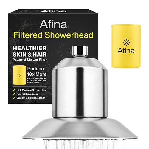 Afina Filtered Shower Head, Shower Filter for Hard Water | Improves Skin & Hair by Removing Chlorine & Toxic Chemicals from Hard Water | High Pressure Shower Filter Head Water Filter (Brushed Nickel) - Image 1