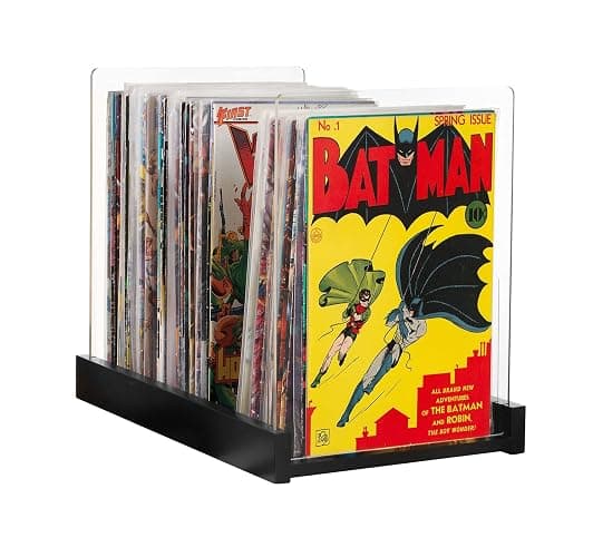 Komiq Patented Comic Book Storage Holder – Wooden & Acrylic Display Box/Case for Collectors – Organizer for Comics, Magazines & Books – Holds 150 Issues, 14.5x8 in (Black) - Image 1