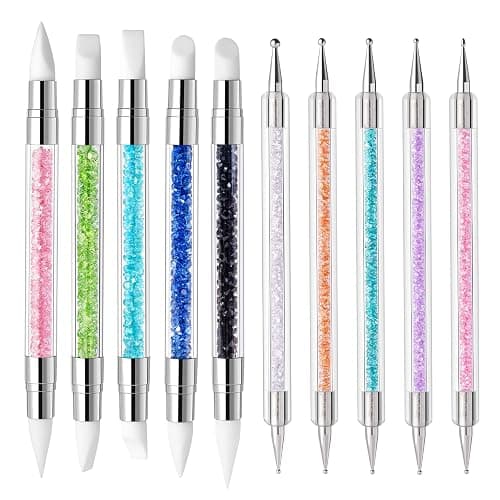 MelodySusie 10Pcs Nail Art Sculpture Pen and Acrylic Nail Dotting Pen Acrylic Dual Tipped Brushes for Resin Nail Art Tools for Design Nail Foil Carving Drawing Effect Shaping Drawing Nail Tools - Image 1