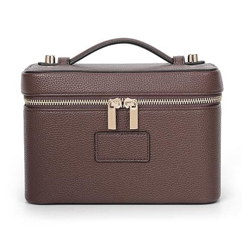 HiTotes Makeup Bag Vanity Case for Women Leather Cosmetic Bag Travel Toiletry Bags Portable Makeup Organizer Case - Image 1