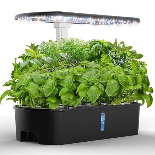 Large Hydroponics Growing System, 12 Pods Smart Indoor Herb Garden with LED Lights, Height Adjustable Gardening System for Home, Kitchen, Gardening Gifts for Father & Mother, Black - Image 1