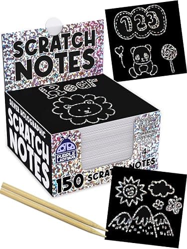 Purple Ladybug Silver Holographic Scratch Art Mini Notes - Scratch Art Notes Kids Games, Girls Stocking Stuffers for Kids, Teens, Boys, Christmas Gifts for Kid Arts & Crafts Supplies - Image 1