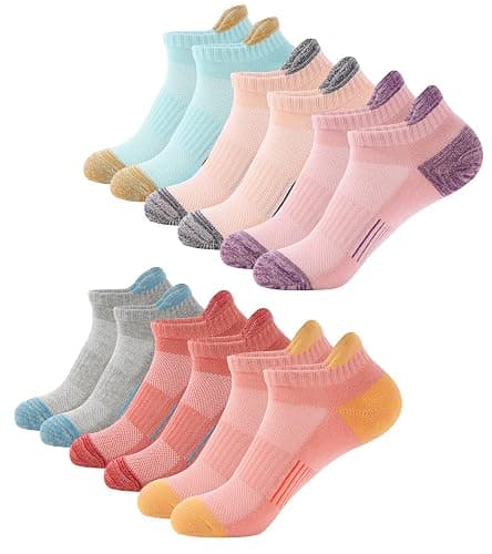 BUDERMMY Trainer Socks Womens 6 Pairs Cushioned Sports Socks for Women Cotton Breathable Cushion Running Socks Ladies Casual Nonslip Ankle Athletic Socks - Image 1