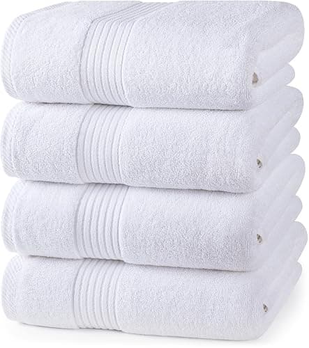 Towels 12 Pack Bath Towels Set, (27 x 54 Inches) 100% Ring Spun Cotton, Quick Dry, Highly Absorbent, Soft Feel Towels, Perfect for Daily Use (White) - Image 1