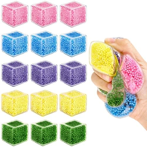 Hooqict 20Pcs Stress Cube Squishy Stress Balls Ice Cube Fidget Sensory Squeeze Toys Mini Squishies Squishy Cube for Kids Teen Adults Stress Relief Classroom Home Office - Image 1