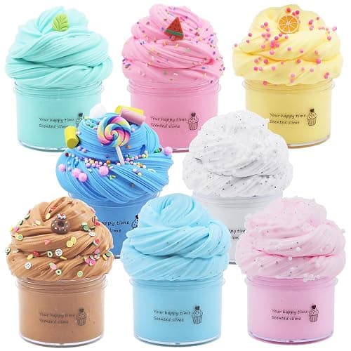 8 Pack Butter Slime Kit for Girls,Party Favors Stretchy and Non-Sticky, Stress Relief Toy for Boys,Soft DIY Slime for Kids - Image 1