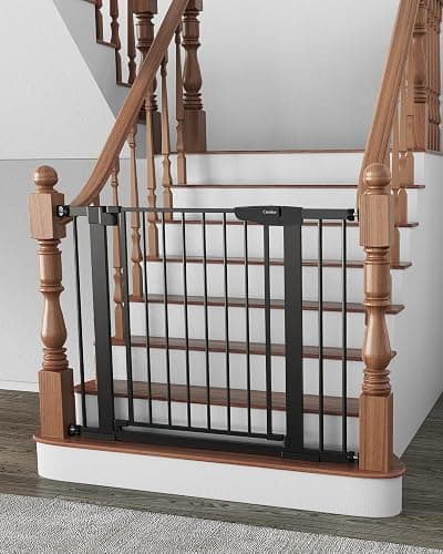 Cumbor 29.7-40.6" Baby Gate for Stairs, Baby Essential Safety Gate, Mom's Choice Awards Winner-Dog Gate for Doorways, Pressure Mounted Auto-Close Pet Gates for Dogs Indoor, Durable Child Gate, Black - Image 1