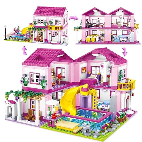 Pink Girls Summer Villa Friends Building Set Compatible with Friends Construction Educational Toy for Kids Age 8-12 and Up 1018 PCS - Image 1