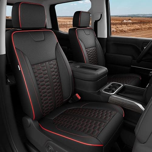 RIDEPOSH Custom Leather Seat Covers for Silverado/Sierra 1500 2019-2026, 2500HD 3500HD 2020-2026 Crew Cab Full Set with Jump Seat Cover,Truck Accessories - Image 1