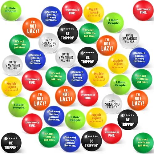 Blulu 24 Pcs Funny Humor Stress Balls Bulk 1.57" Humor Quotes Stress Relief Ball, Everything is Fine, Outward Smiles Inward Screams, Employees Gag Gifts for Adults Coworker Employee Team - Image 1