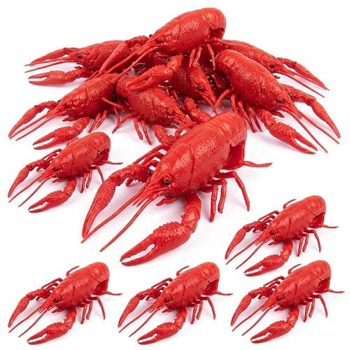 Juexica 15 Pcs 3.5inch Red Fake Crawfish, Plastic Small Lobster Boil Party Supplies, Seafood Boil Party Decorations Fake Sea Creature Models - Image 1