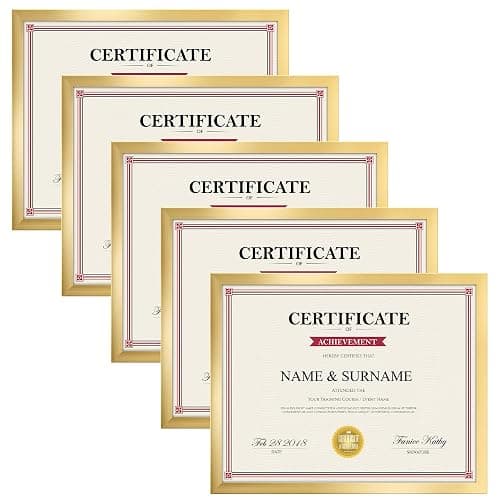 Giftgarden 8.5x11 Picture Frame Gold, 8.5 by 11 Award Certificate Diploma Document Frames for Wall or Tabletop Display, 5 Pack - Image 1