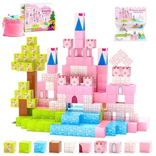 Hiwawind Updated Magnetic Blocks-Princess Castle, Creative Magnetic Building Blocks Toddler Toys, Birthday Gifts for Kids 3+ Years Old, STEM Montessori Sensory Toy for Boys & Girls Age 3-4 4-5 6-8 - Image 1