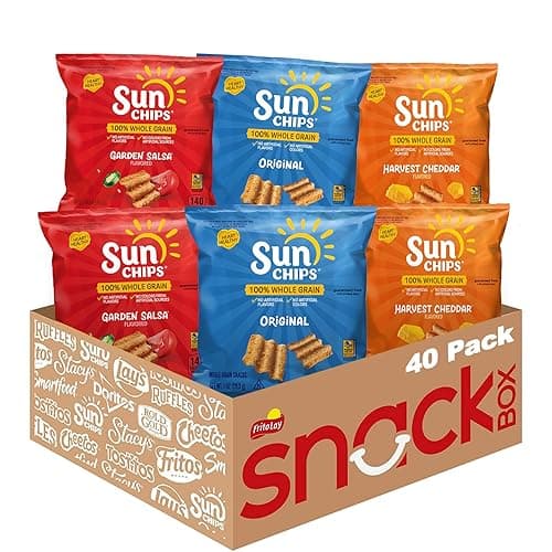 SunChips 100% Whole Grain Chips, Variety Pack, 1 oz Bags, Pack of 40, No Artificial Flavors, Colors - Image 1