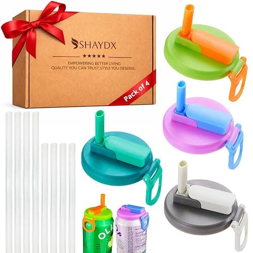 Soda Can Lids Reusable Covers – 4 Pack Snap-On Can Covers with 4 Small Straws & 4 Large Straws, Spill-Resistant Reusable Can Caps for Soda & Beer Pop Cans, Outdoor, Travel & Events, Keeps Drinks Clean - Image 1