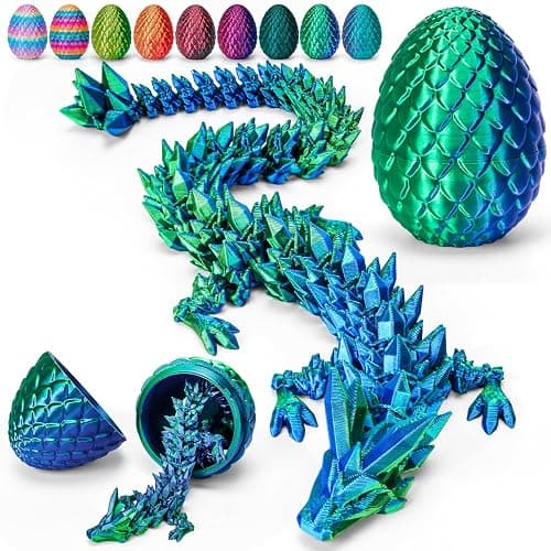 TBOLINE 12" 3D Printed Dragon Egg, Christmas Stocking Stuffers for Kids Boys, Cool 3D Printer Articulated Crystal Dragon Toy for Boys Kid Teen, Animals Fidget Toy Dinosaur Eggs for 5-7 4-6 8-12 - Image 1