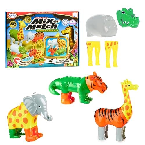 POPULAR PLAYTHINGS Magnetic Animals for Toddlers 1-3, Mix or Match Animal Toys, Set of 4 Gift for Kids - Jungle Animals - Image 1