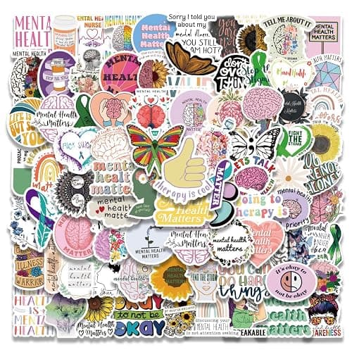 Mental Health Stickers 100PCS Mental Health Awareness,Vinyl Health Gifts Decal,Mental Health Gifts Stickers for Adults,Therapist Gifts Mental Health - Image 1