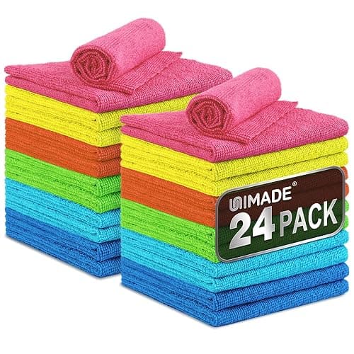 UNIMADE Microfiber Cleaning Cloth, 24 Pack Reusable Microfiber Towels for Cars Lint Free Cleaning Shop Towel Rags for Home Kitchen Automotive Bar Mechanic Restaurant Garage, 11"x 12", Multicolor - Image 1