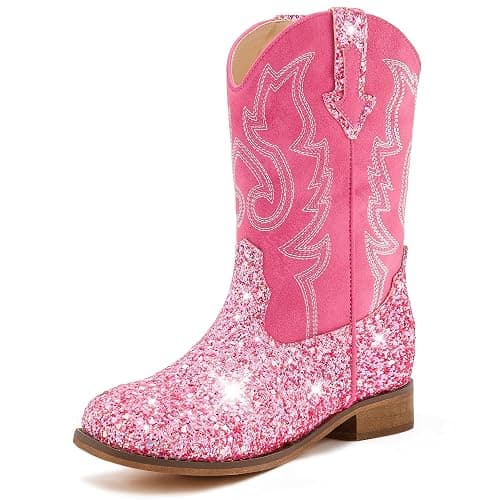 Motasha Girls Cowgirl Boots Unisex-Child Mid Calf Glitter Toddler Cowboy Boot Little Big Kids Western Riding Shoes - Image 1