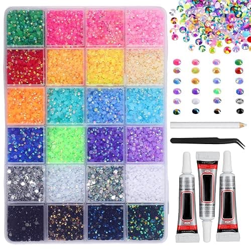 32000Pcs Resin Jelly Rhinestones for Bedazzling, 3mm Multicolor Flatback Gems DIY Resin Rhinestone Kit for Bedazzling with 3Pcs B7000 Jewelry Glue, for Diamond Art Bedazzled Nail Art & Crafts - Image 1