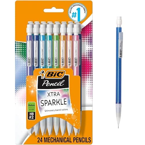 BIC Xtra-Sparkle Number 2 Mechanical Pencils With Erasers, Medium Point (0.7mm), 24-Count Pack, Mechanical Pencils for School Supplies - Image 1