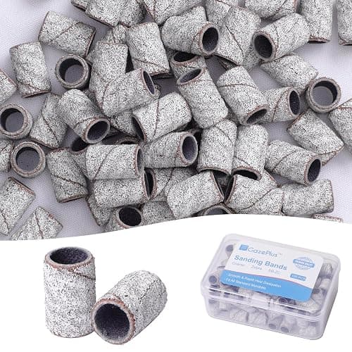 GazePlus 100 Pcs Sanding Bands for Nail Drill 80 Grit Disposable Nail Sanding Bands for Acrylic Nails Gel Manicure & Pedicure, Zebra - Image 1