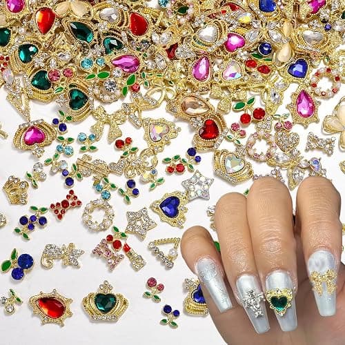 ZUMILLMN 20Pcs 3D Gold Nail Charms Random Butterfly Crown Cherry Nail Art and Gems for Nail 3D Alloy Nail Charms Shiny Nail Rhinestones Alloy Nail Charm Nail Gems Cute Charms for Nails Design(Gold) - Image 1