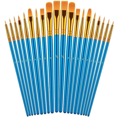 Paint Brushes Set for Acrylic Painting, 20 Pcs Oil Watercolor Acrylic Paint Brush, Artist Paintbrushes for Body Face Rock Canvas, Kids Adult Drawing Arts Crafts Supplies, Blue | Acrylic Painting, Oil Watercolor, Body Face Rock Canvas, Artist Paintbrushes, Adult Drawing Arts Crafts - Image 1
