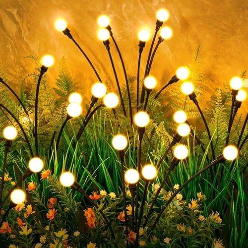 ASMAD Solar Lights Outdoor(4-Pack, 32 LEDs), Solar Garden Lights, Outdoor Decorations, Firefly Light for Patio Decor, Big Bulb, Unique Gifts for Women, Gifts for Grandma - 4 Pack-32 LEDs - Image 1